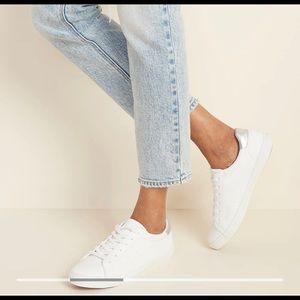 Faux leather white sneakers